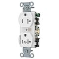 Hubbell Wiring Device-Kellems Straight Blade Devices, Receptacles, Duplex, 1/2 Load Controlled, 20A 125V, 2-Pole 3-Wire Grounding, 5-20R, Back and Side Wired, White BR20C1WHITR
